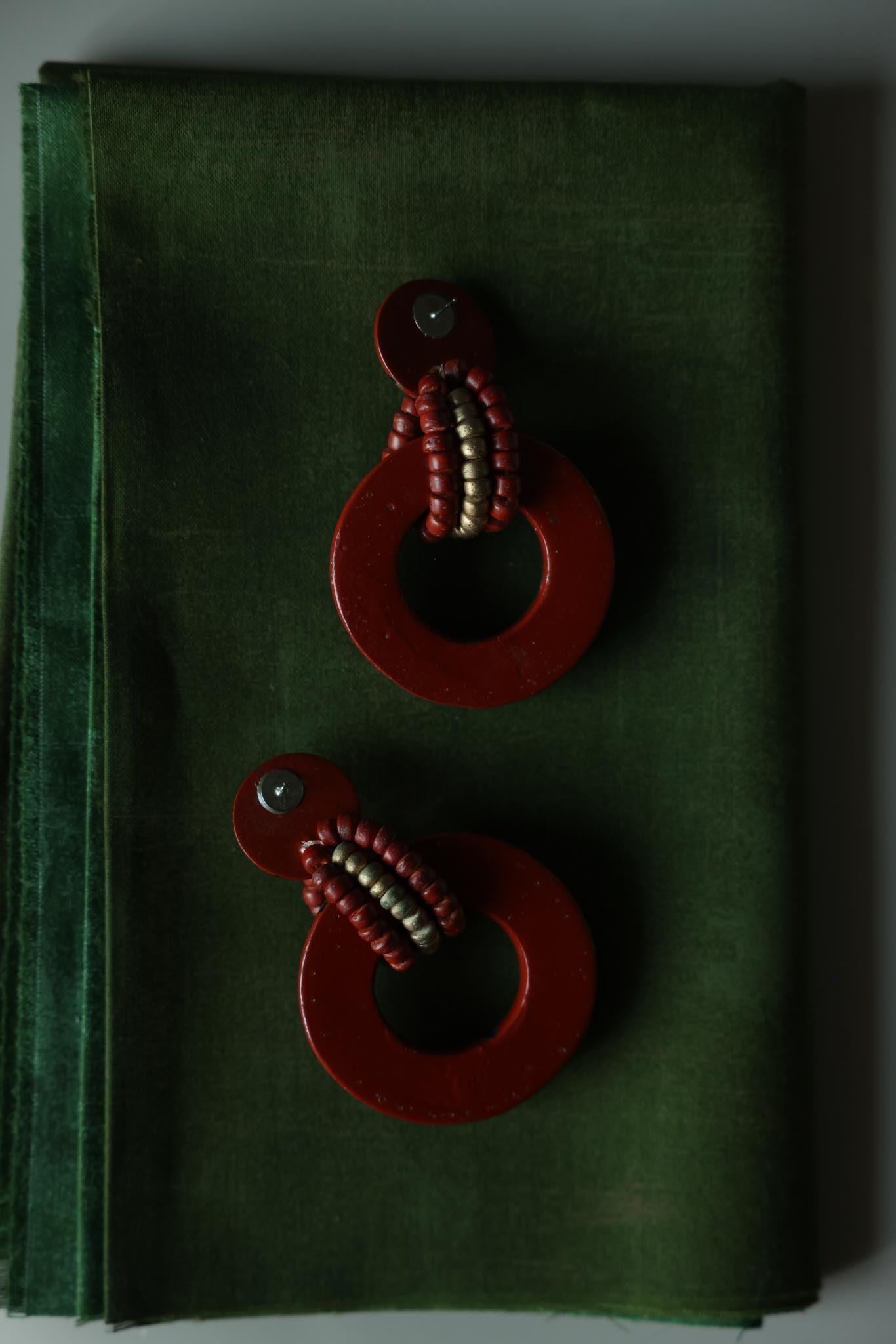 Hand-Painted Wood Hoop Earrings