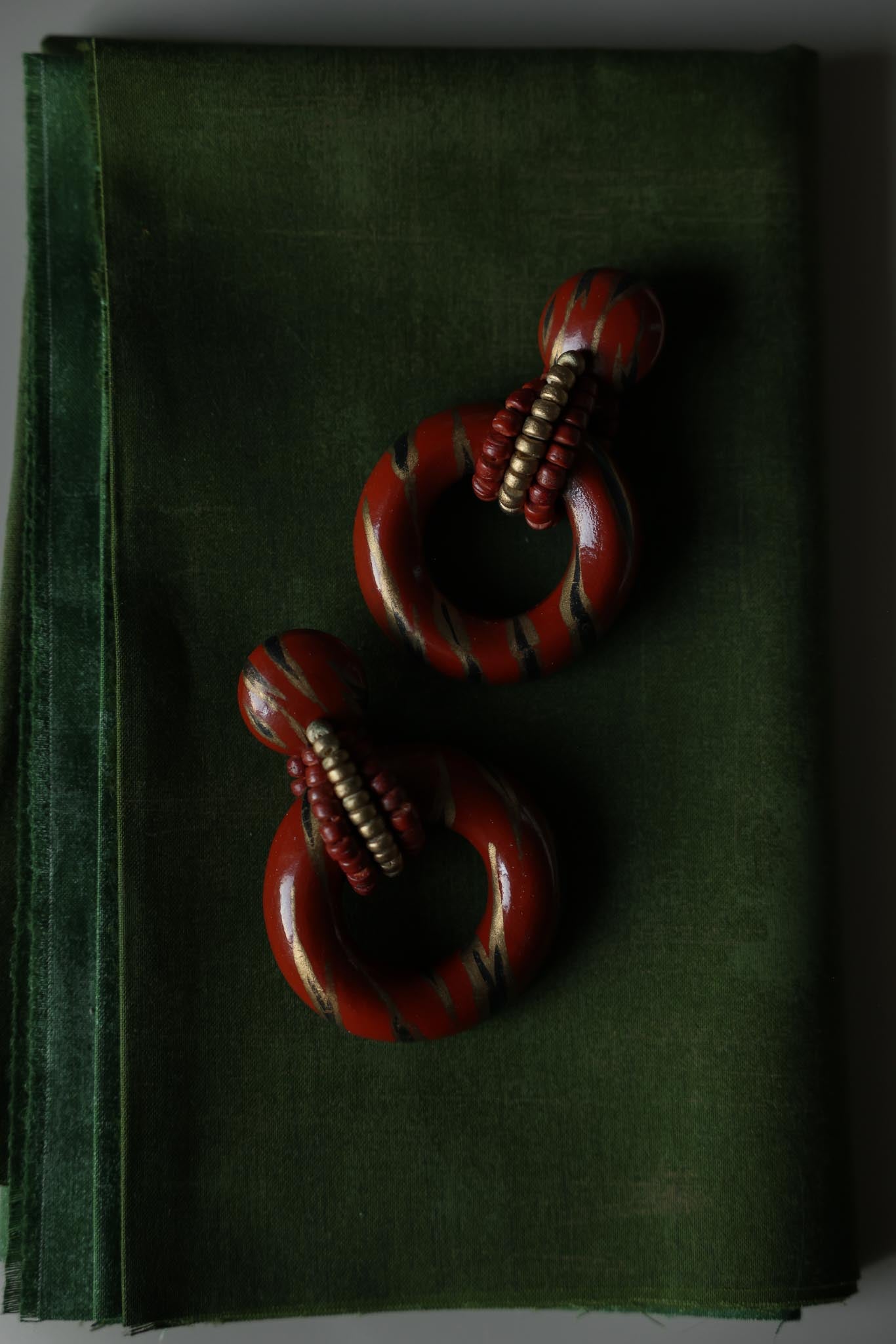 Hand-Painted Wood Hoop Earrings