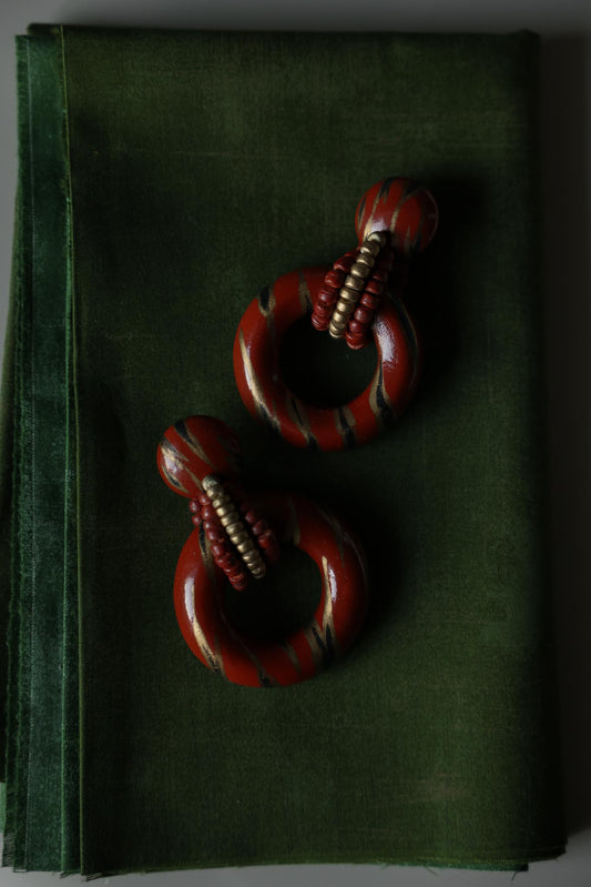 Hand-Painted Wood Hoop Earrings