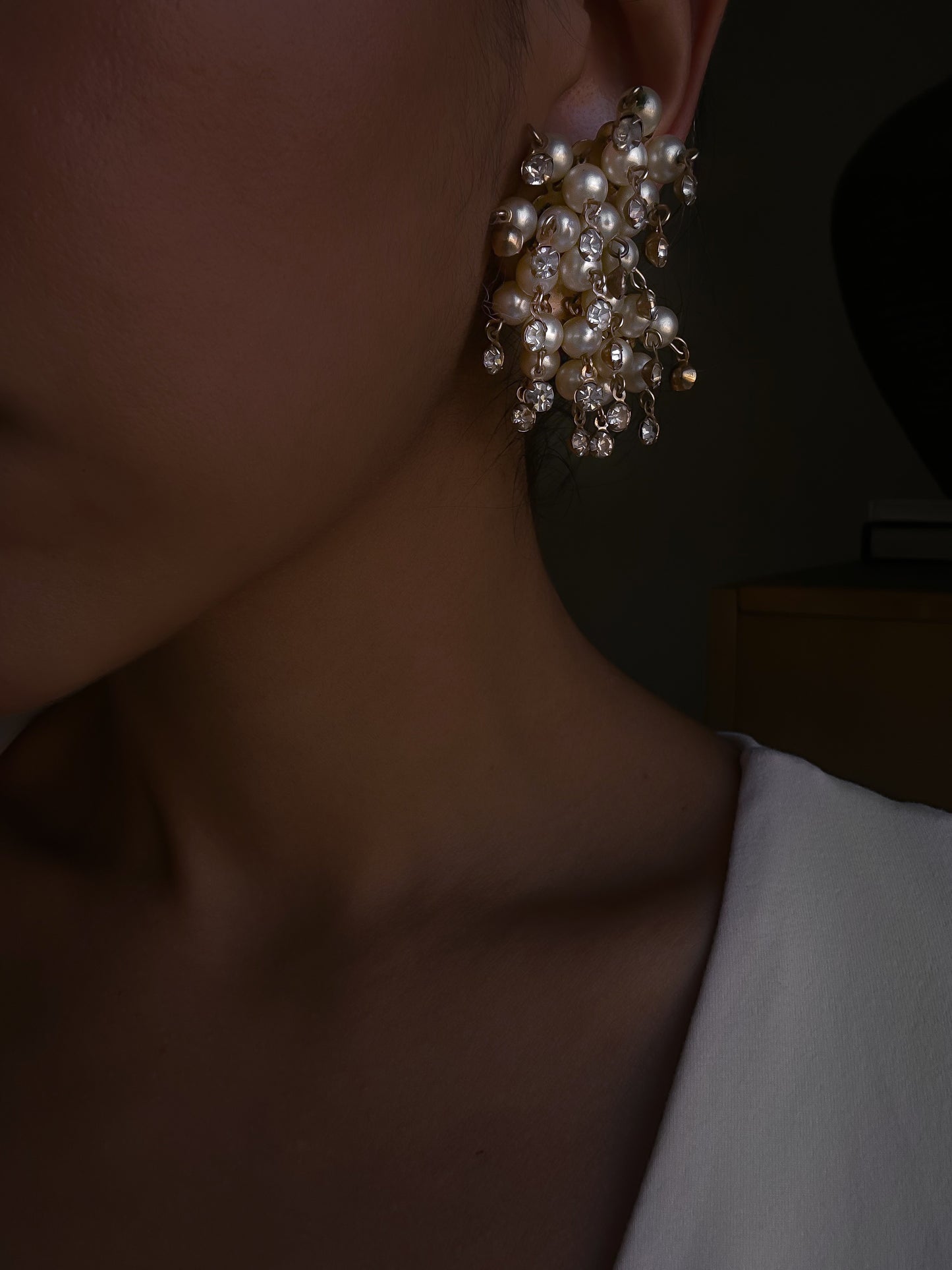 Crystal Pearl Waterfall Earrings|Vintage Baazaar 