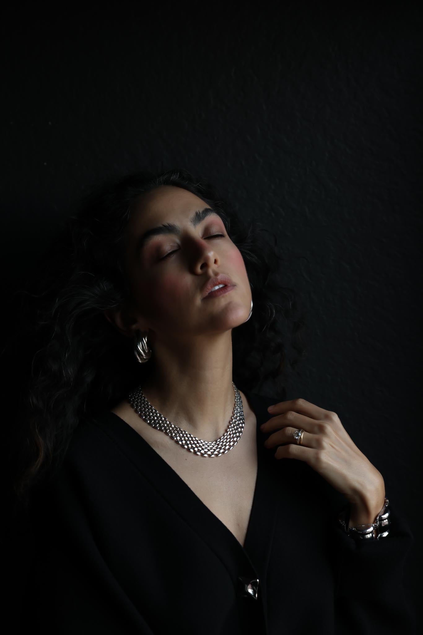 Silver Cascade Mesh Necklace|Vintage Baazaar 