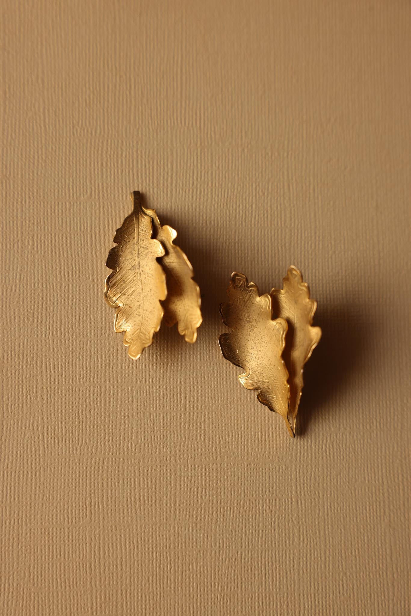 Gold-Toned Leaf and Turquoise Accent Mismatched Earrings|Vintage Baazaar 