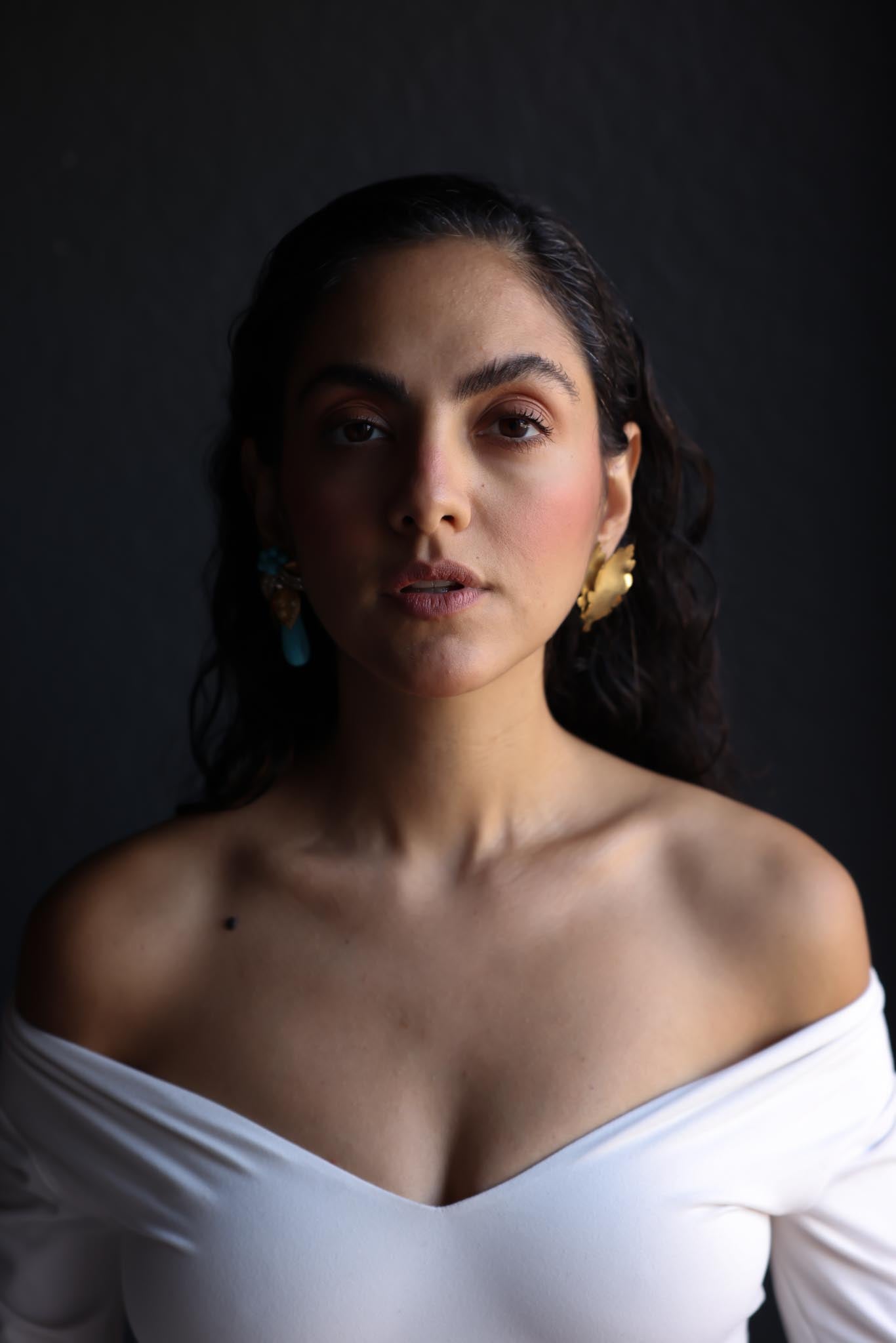 Gold-Toned Leaf and Turquoise Accent Mismatched Earrings|Vintage Baazaar 