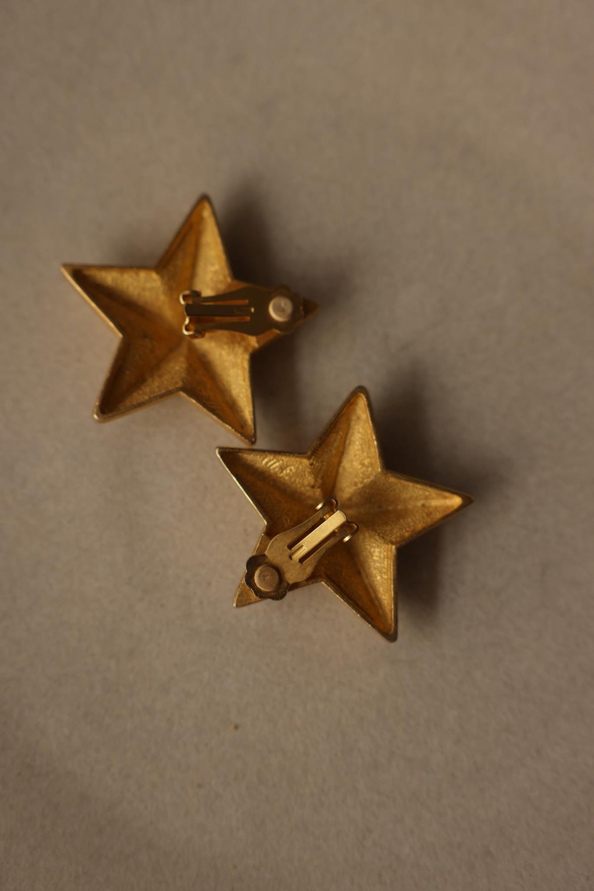 Vintage Matte Gold Star Clip-On Earrings