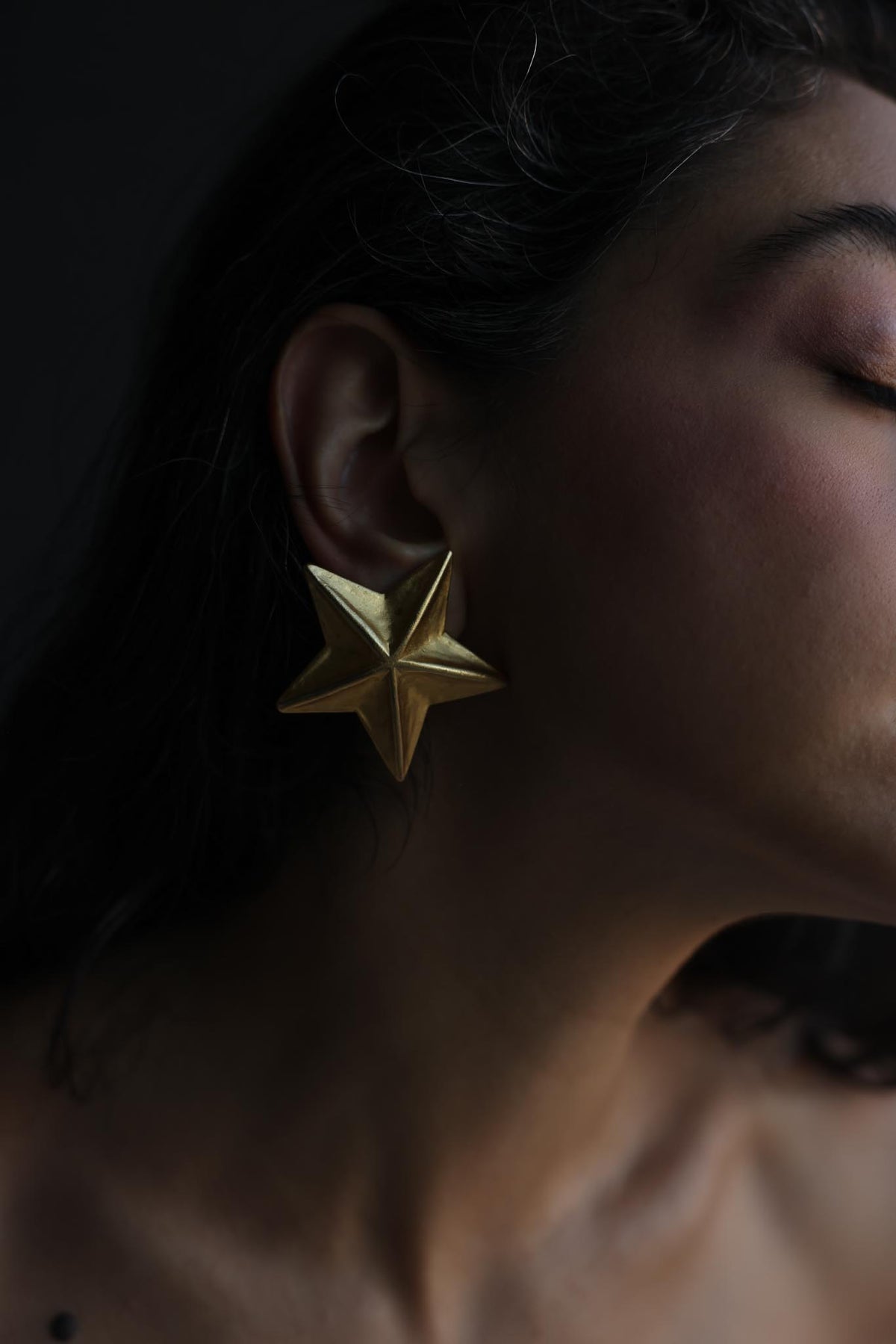 Vintage Matte Gold Star Clip-On Earrings