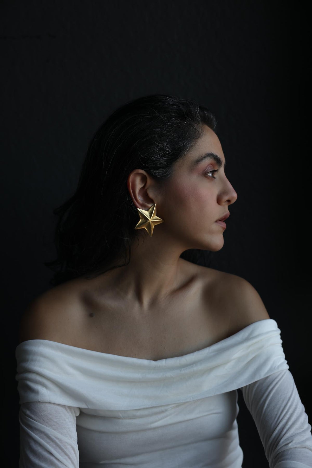 Vintage Matte Gold Star Clip-On Earrings
