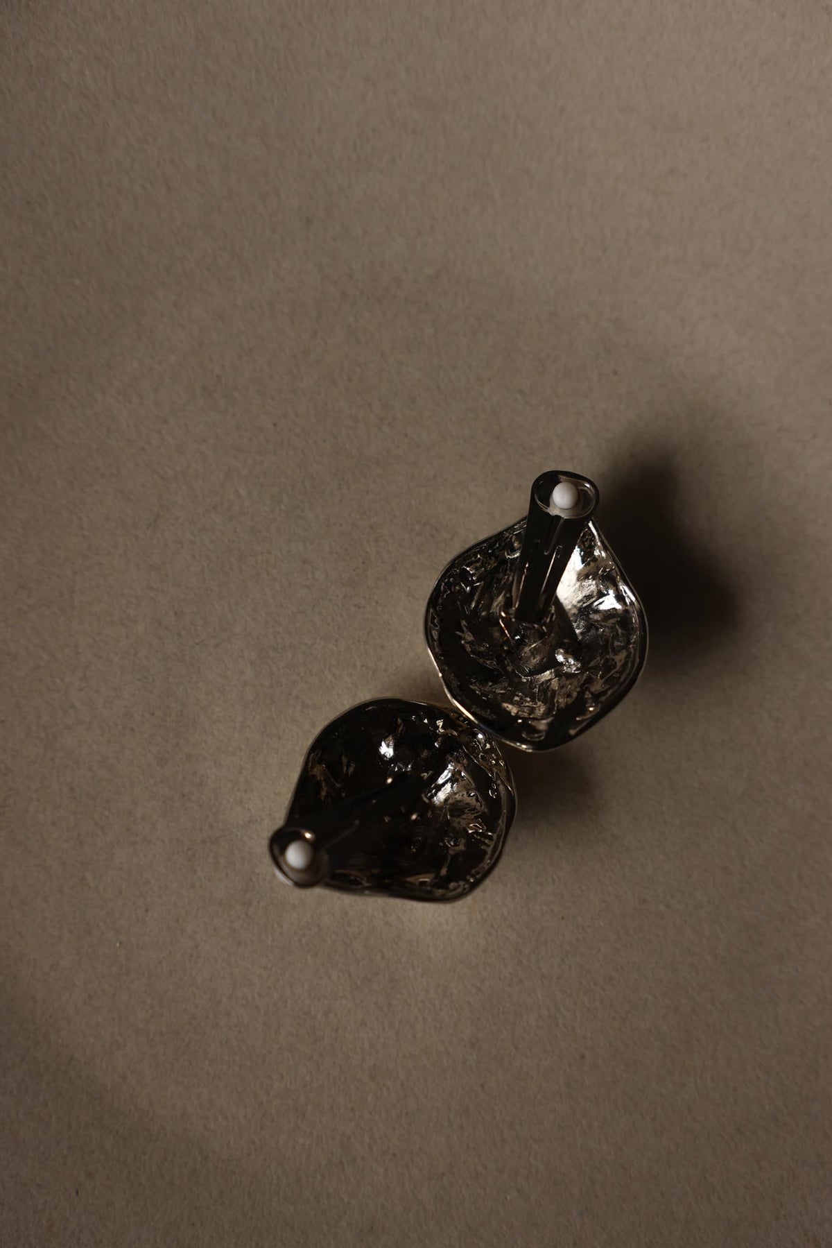 Two Tone Sculptural Clear Rhinestone Statement Clip-On Earrings 1990's