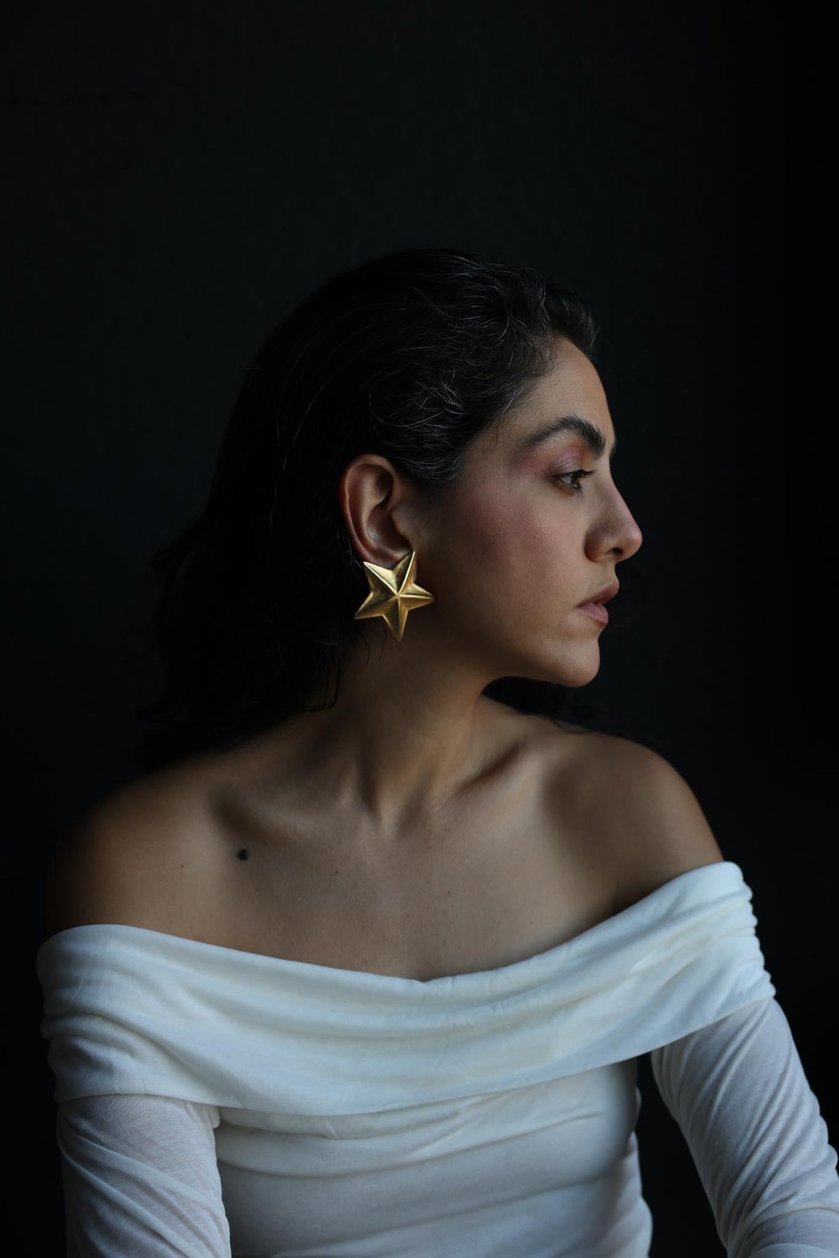 Vintage Matte Gold Star Clip-On Earrings