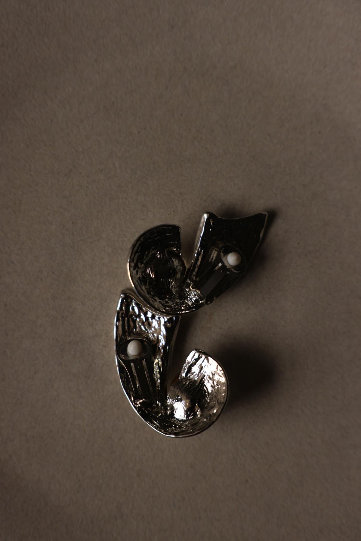Silvertone Sculptural Clear Rhinestone Clip-On Earrings