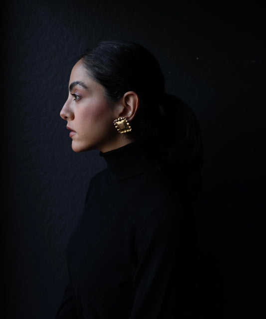 Golden Bomp Beaded Earrings|Vintage Baazaar 