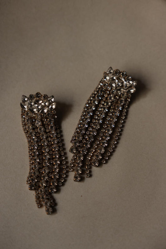Gold-Tone Dangle Pierced Earrings|Vintage Baazaar 