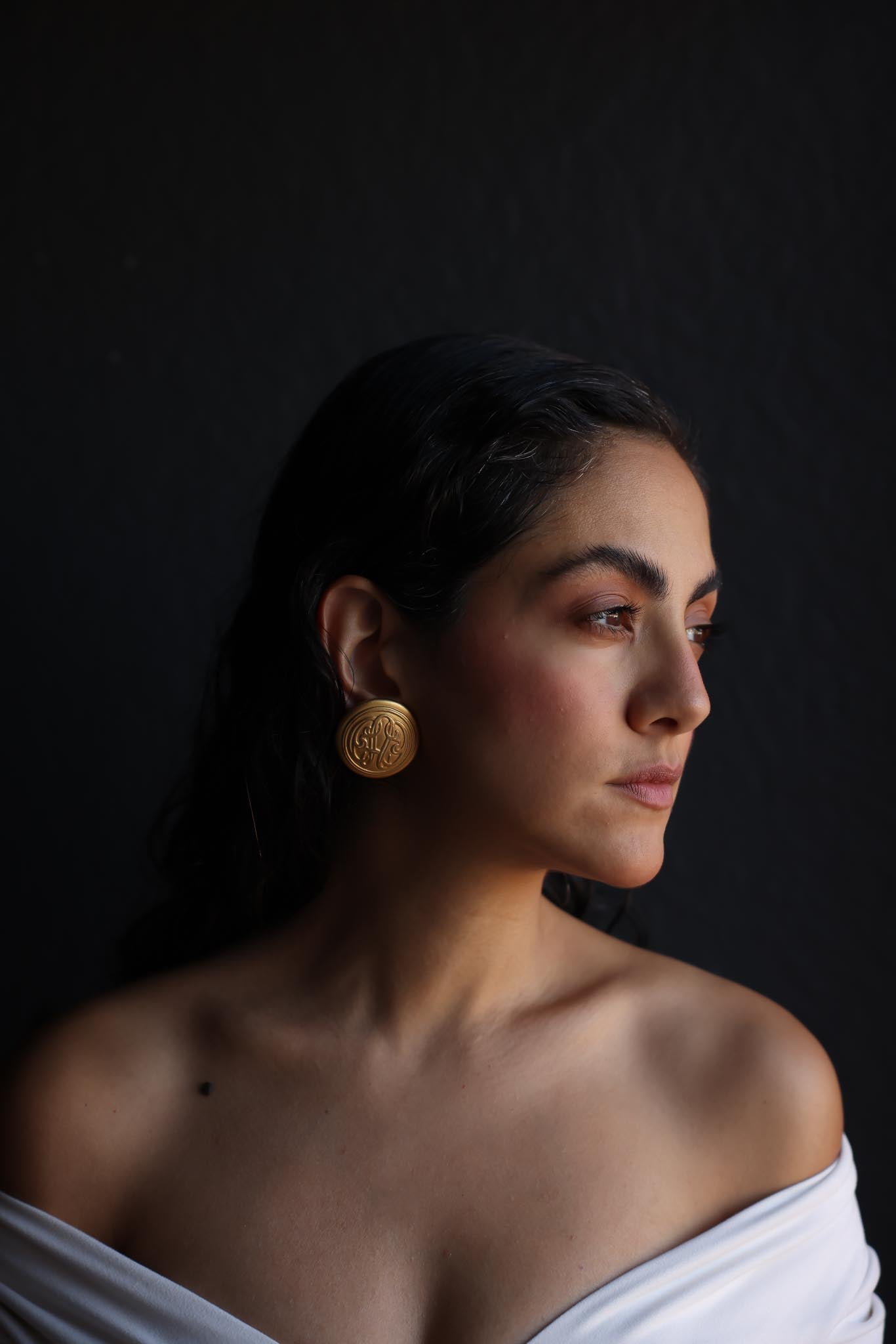 Matte Gold Embossed Clip-On Earrings|Vintage Baazaar 