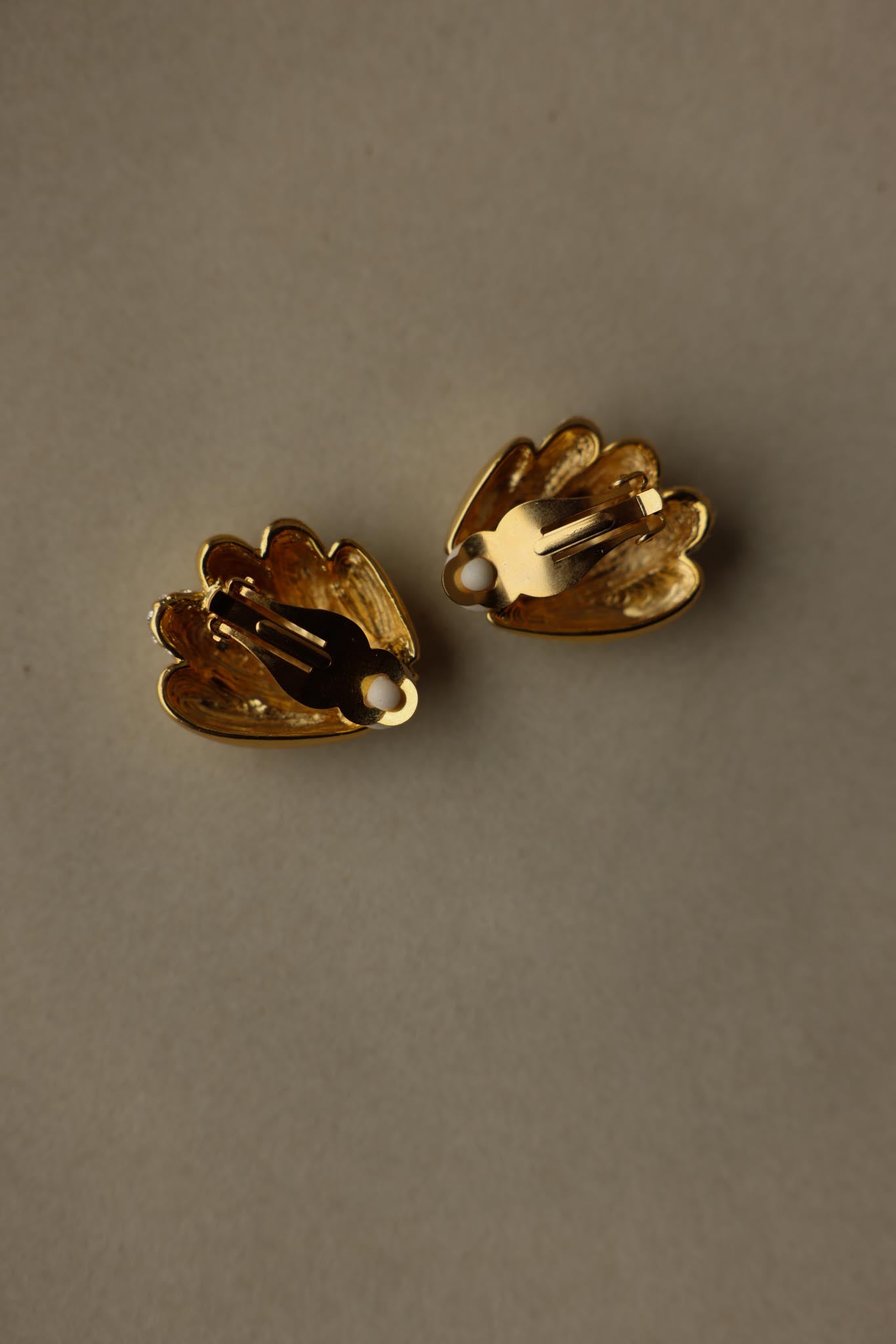 Gold-Tone Fan Shape Rhinestone Clip-On Earrings