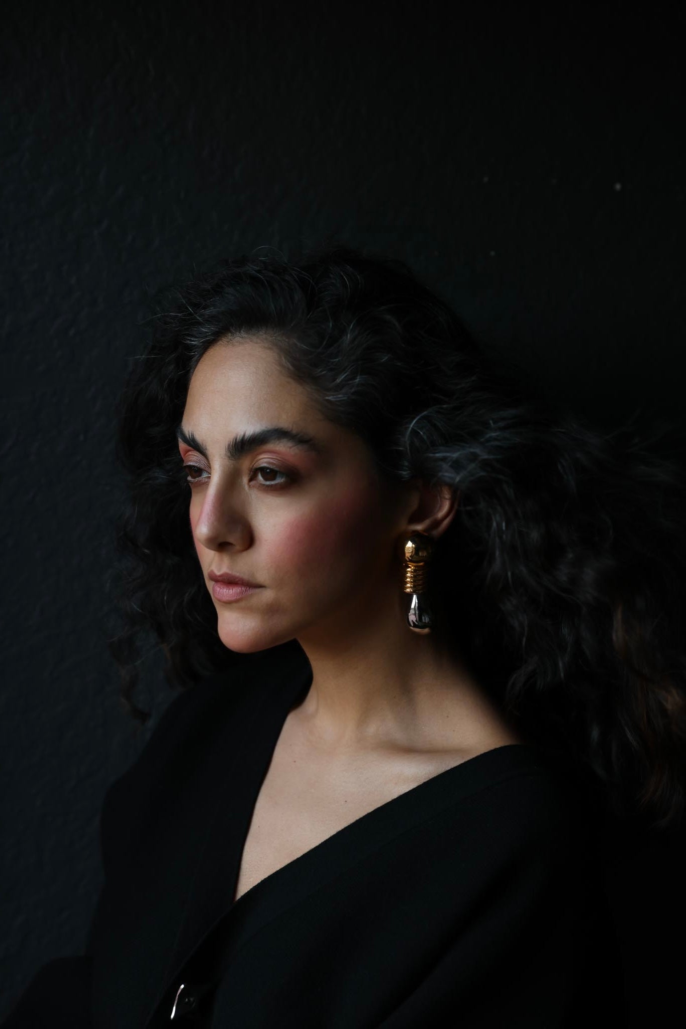 Two-Tone Sculptural Clip-On Earrings|Vintage Baazaar 