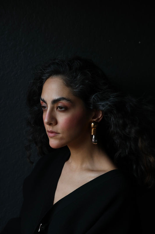 Two-Tone Sculptural Clip-On Earrings|Vintage Baazaar 