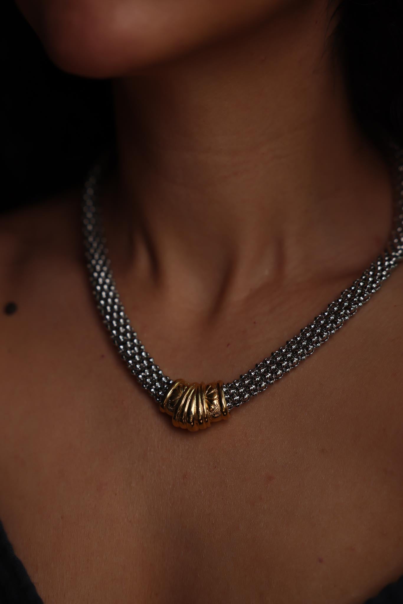 Two-Tone Mesh Magnetic Necklace