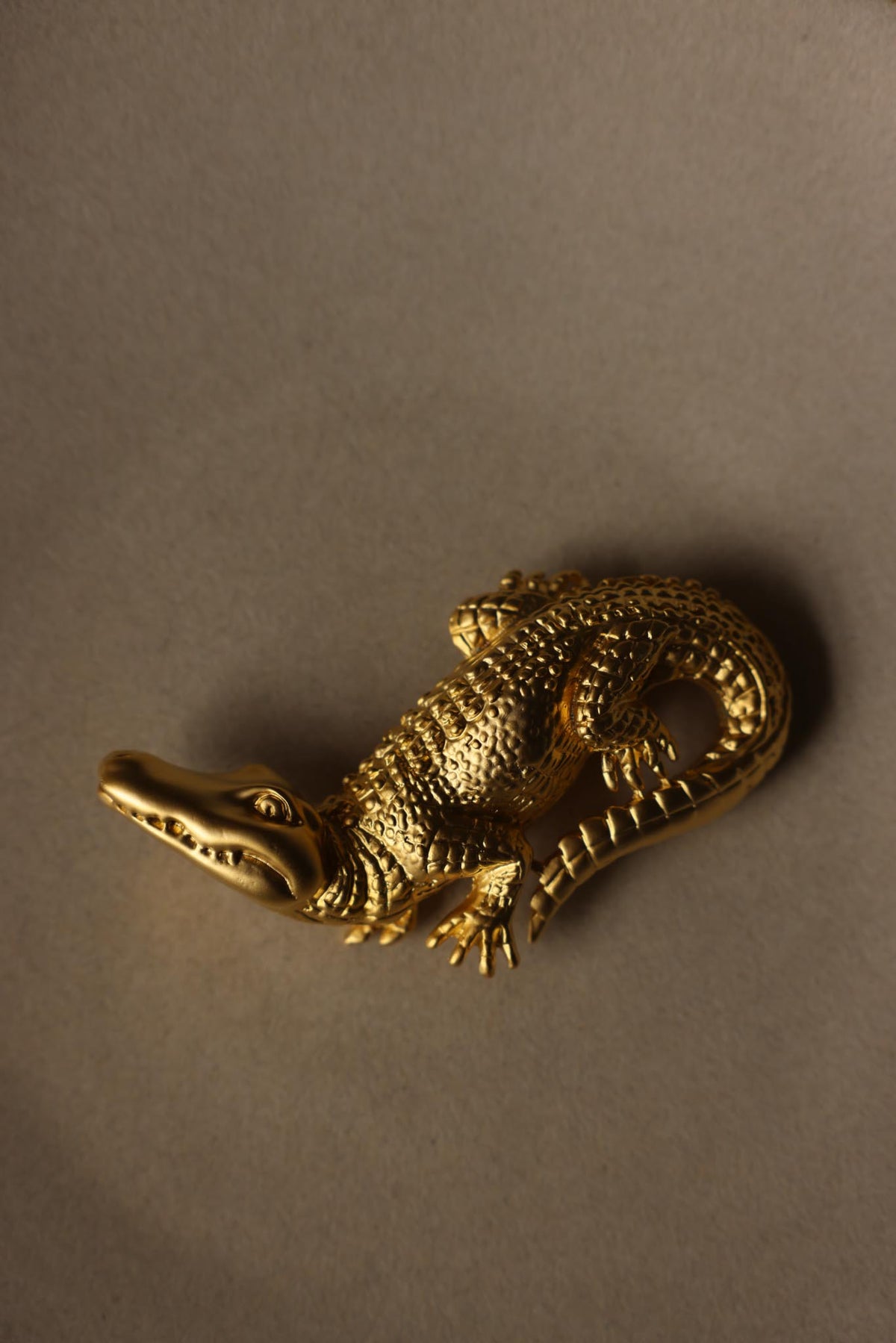 Matte Gold Oversized Crocodile Statement Brooch