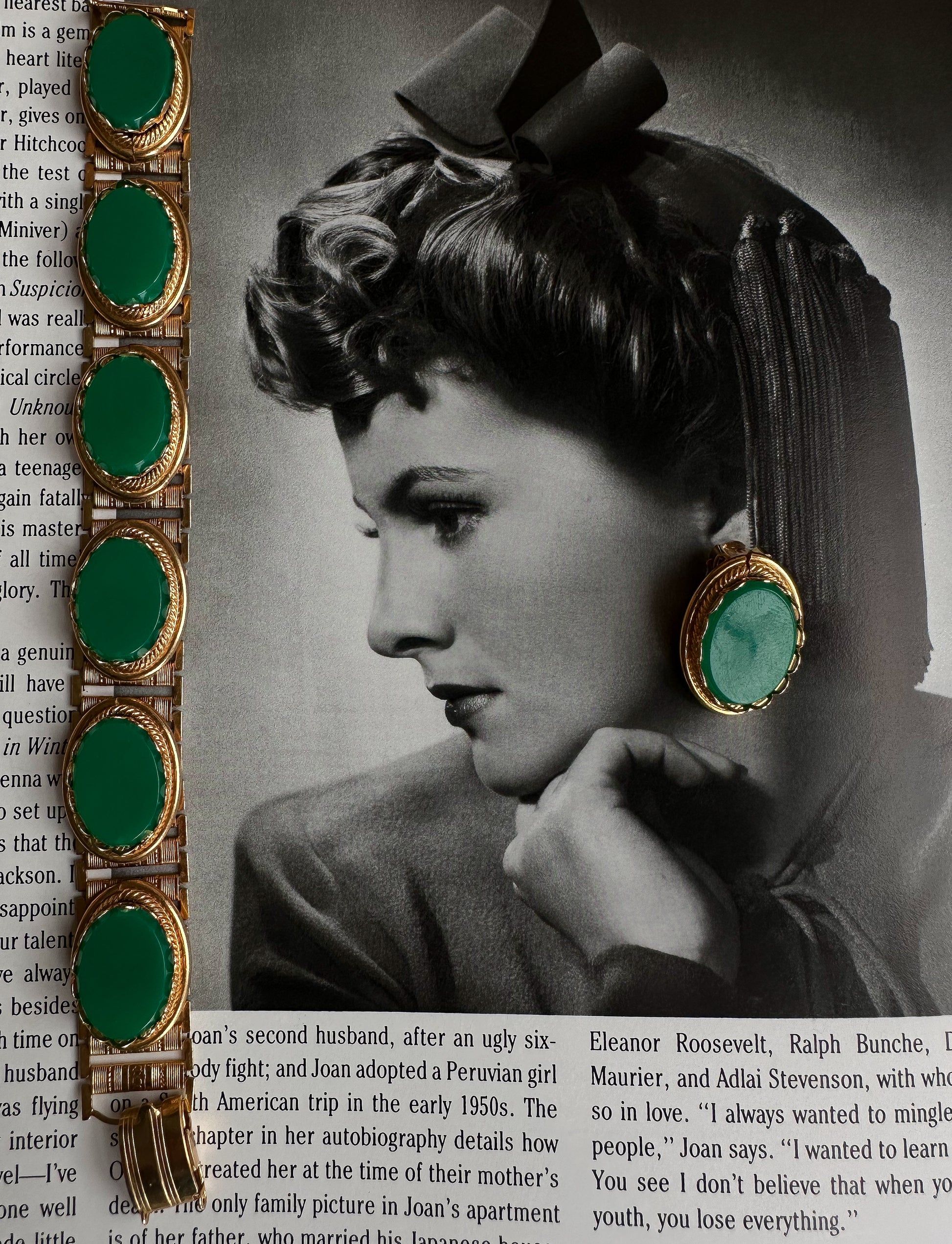 Emerald Empress Set Earrings & Bracelet|Vintage Baazaar 