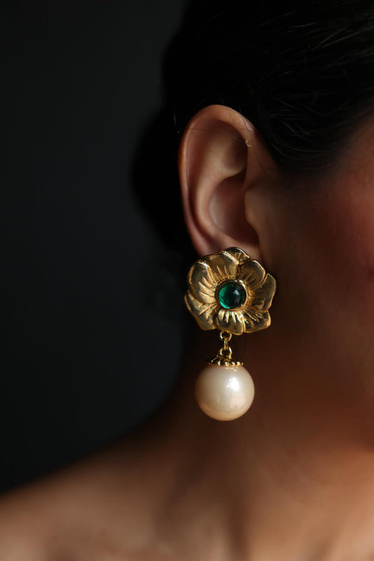 Crystal Ball Drop Clip-On Earrings|Vintage Baazaar 
