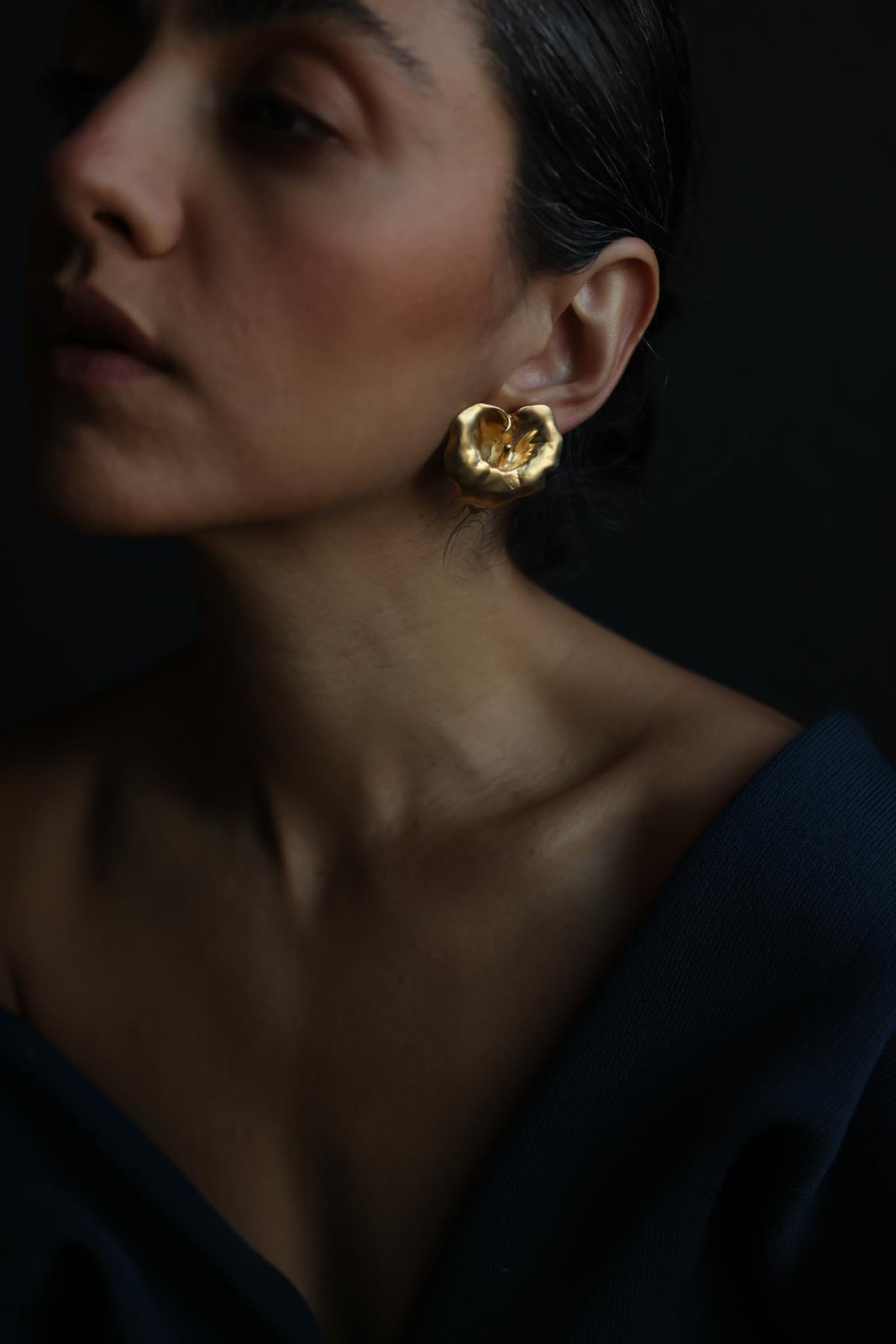 Matte Gold Calla Lily Clip-On Earrings.