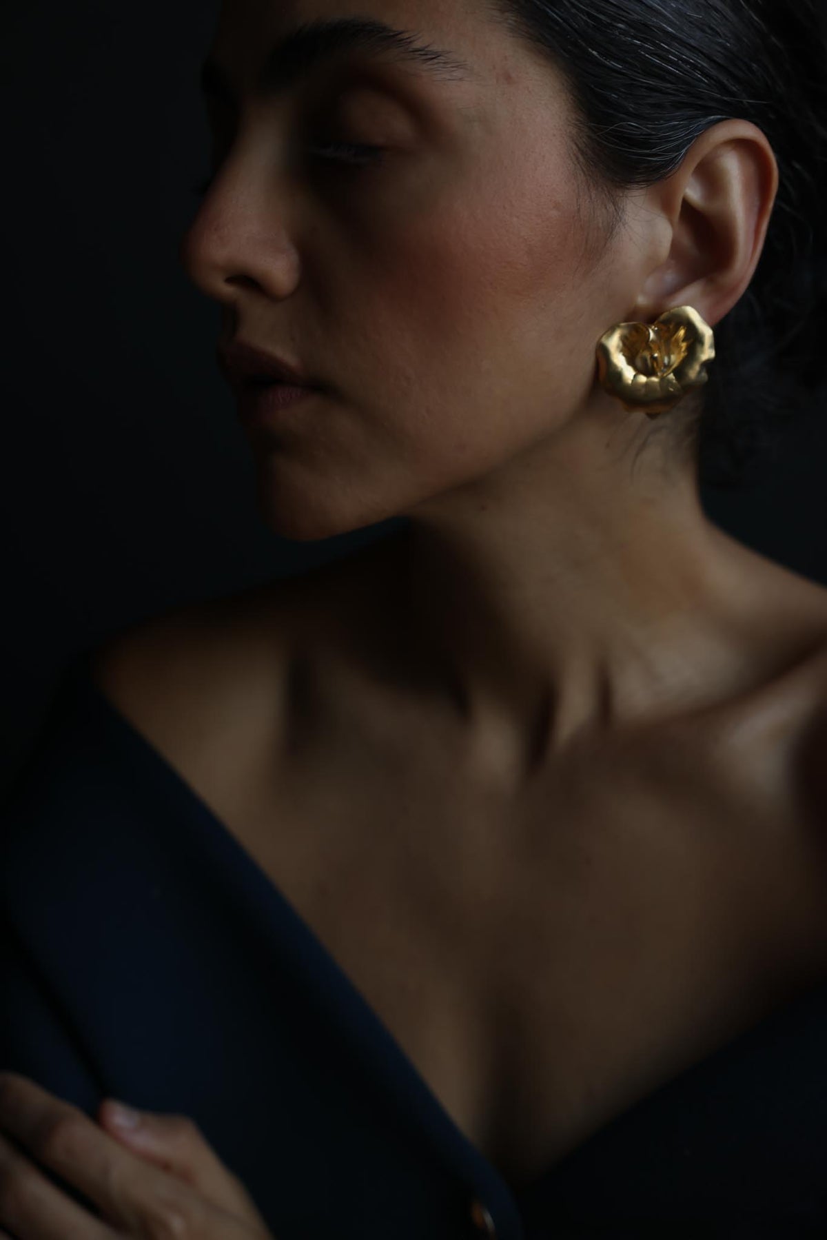 Matte Gold Calla Lily Clip-On Earrings.