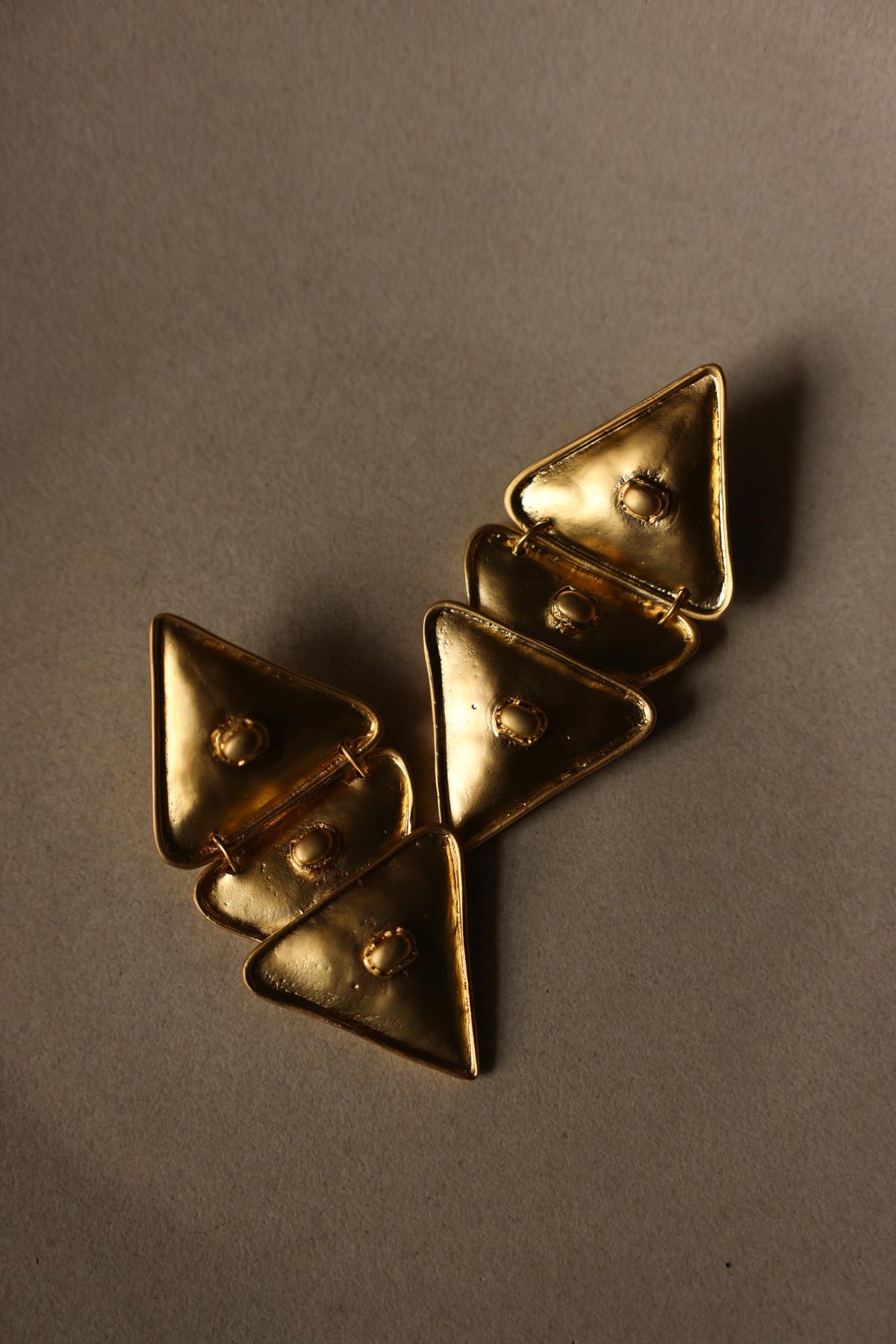 Gold Tone Oversized Triple Triangle Clip-On Earrings