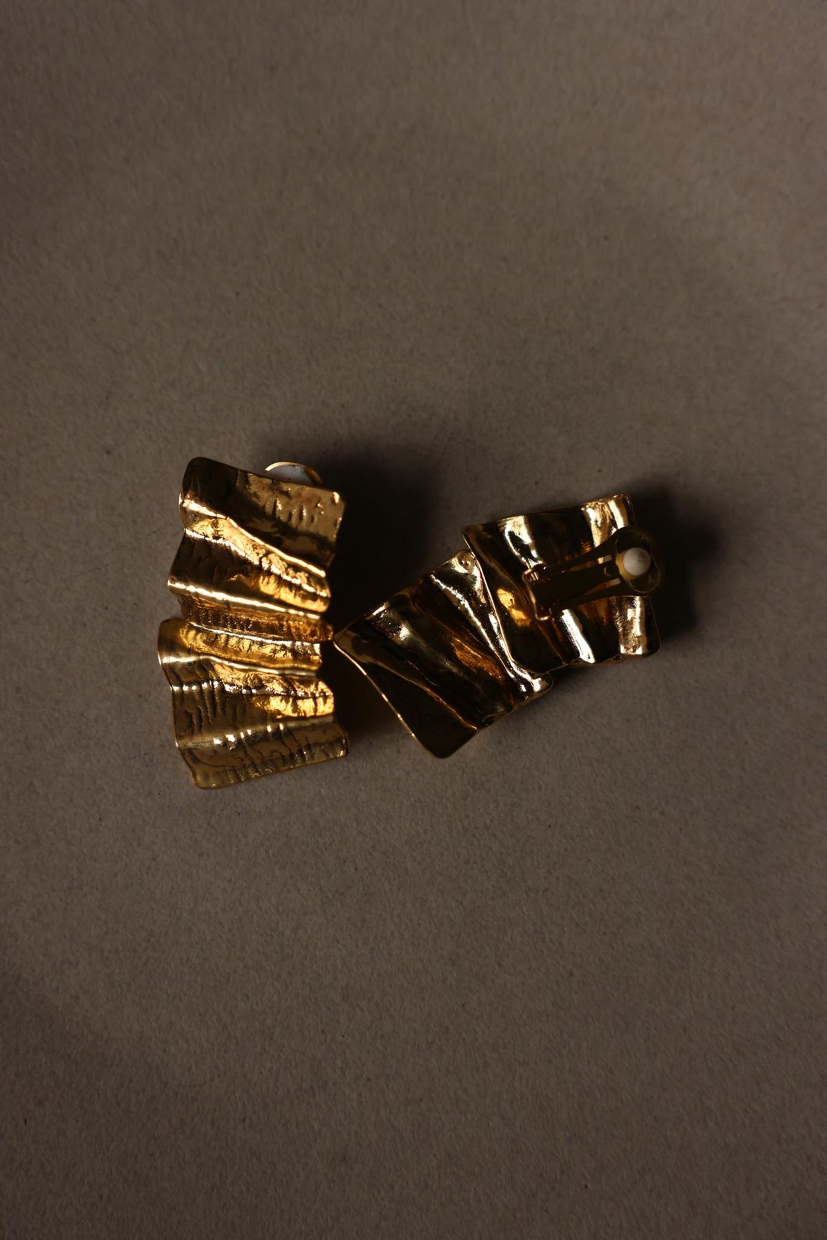 Gold Tone Sculptural Clip-On Earrings