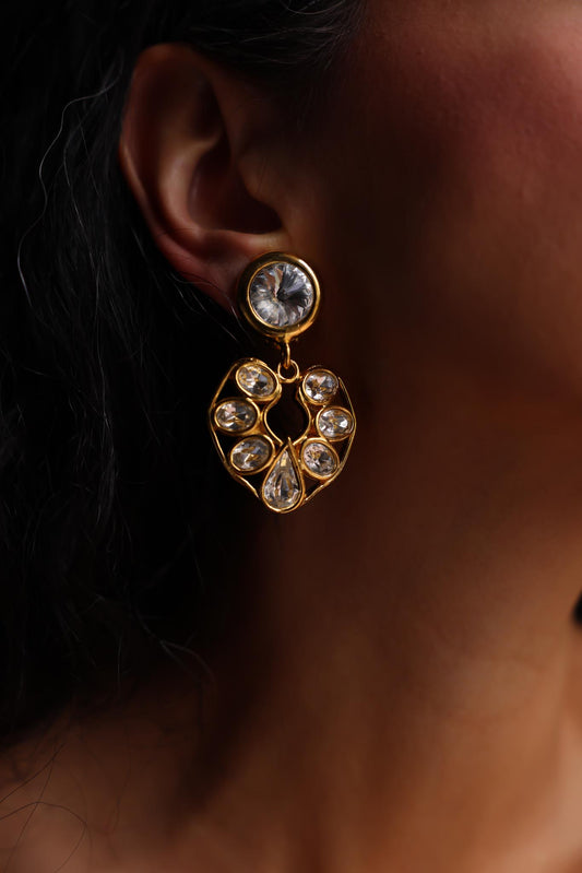 Rhinestone Drop Clip-On Earrings|Vintage Baazaar 