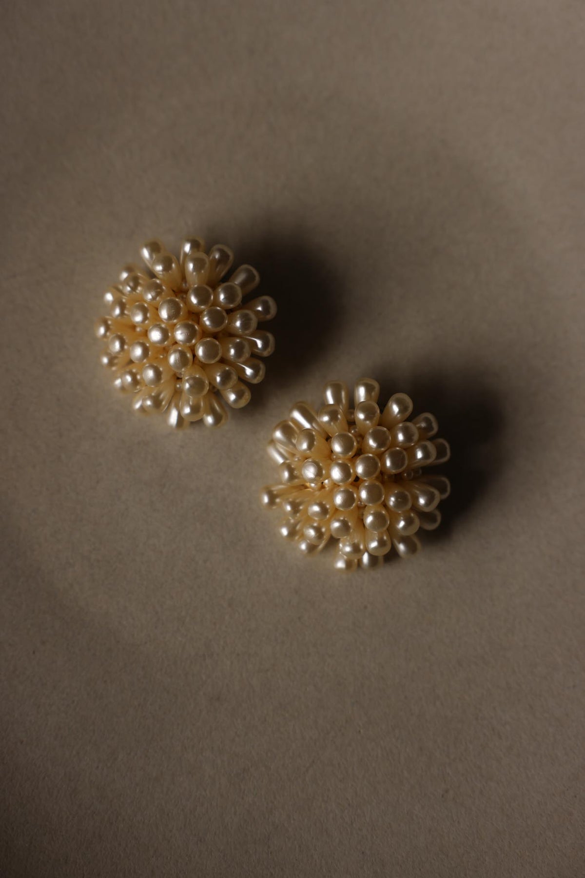 Faux Pearl Floral Cluster Statement Clip-On Earrings
