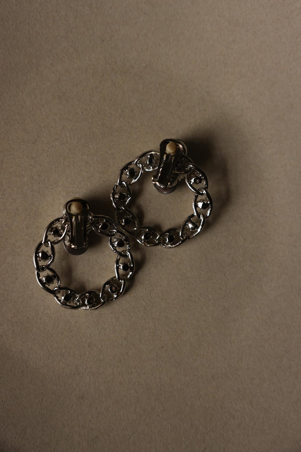 Silvertone Clear Rhinestone Faux Pearl Hoop Clip-On Earrings