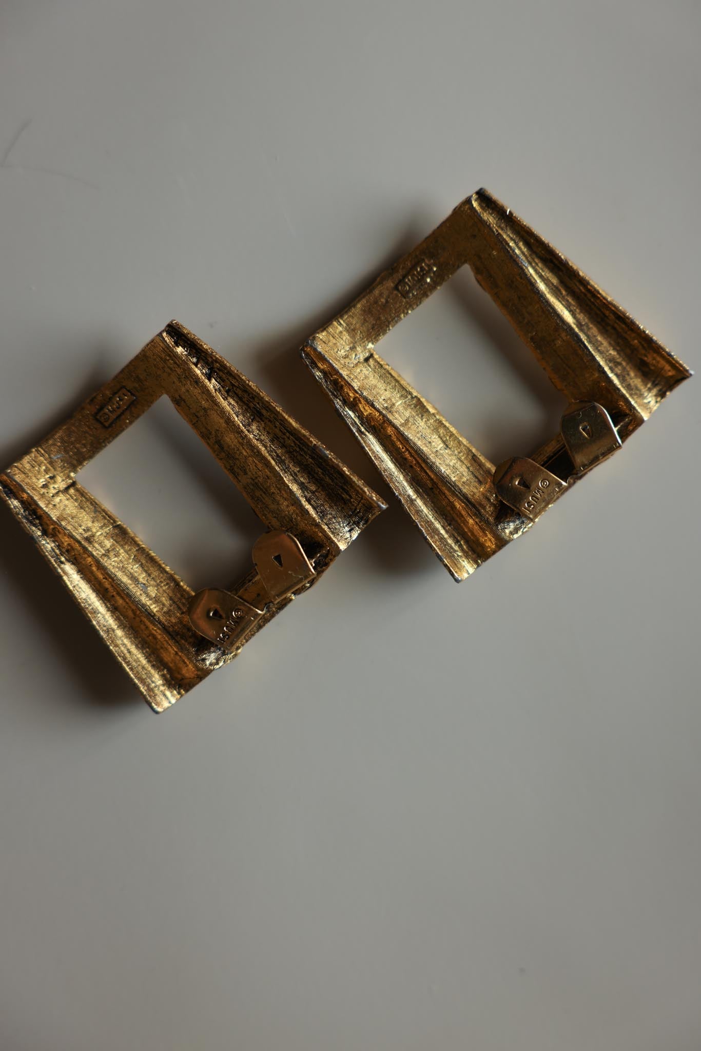 Gold-Tone Ornate Square Shoe Clips