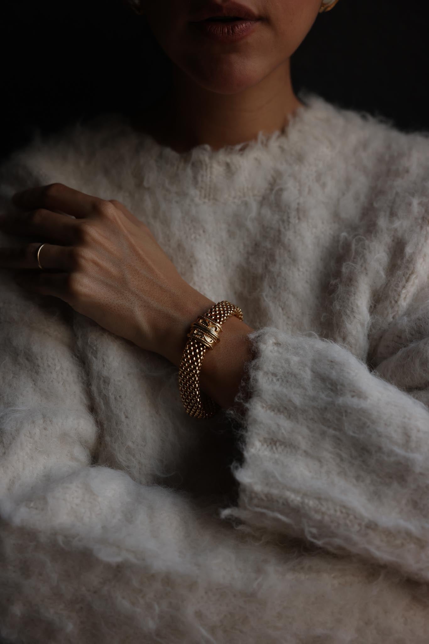 Gold-Tone Mesh Magnet Bracelet