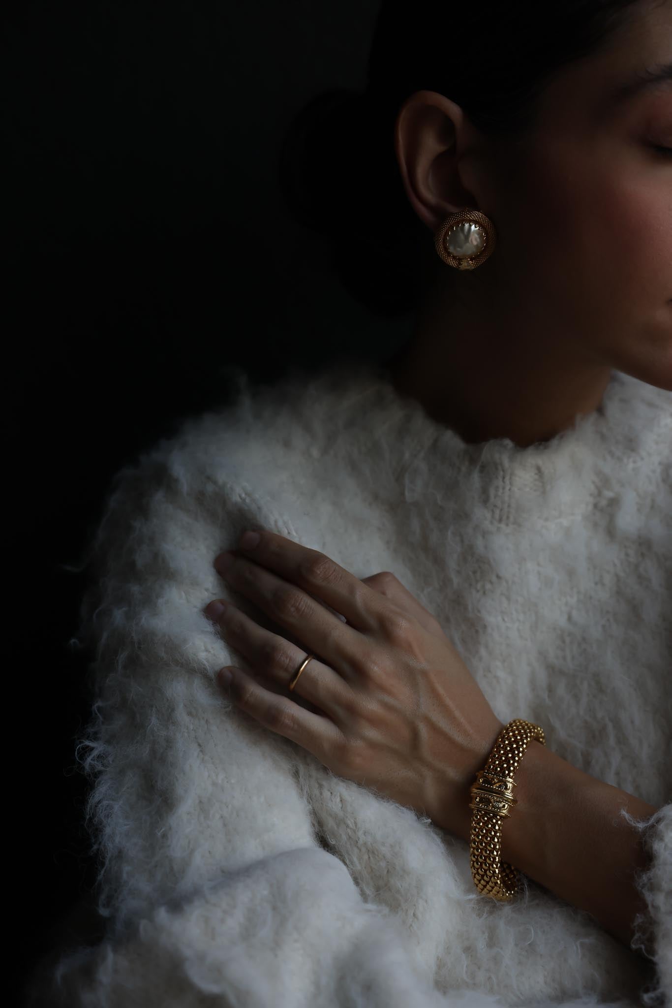 Gold-Tone Mesh Magnet Bracelet