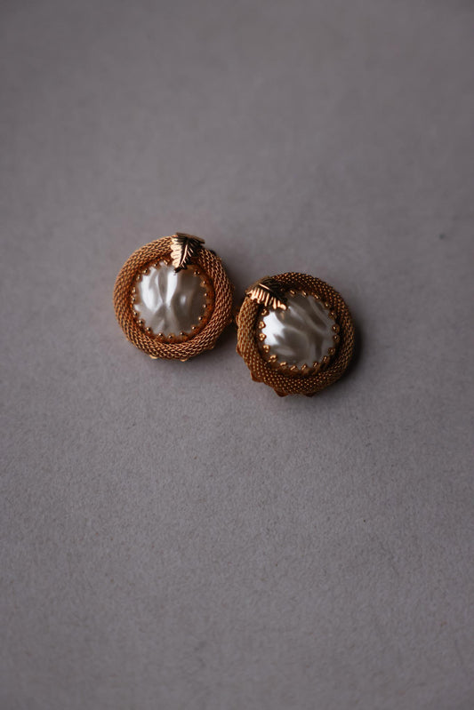 Gold-Tone Faux Pearl Clip-On Earrings