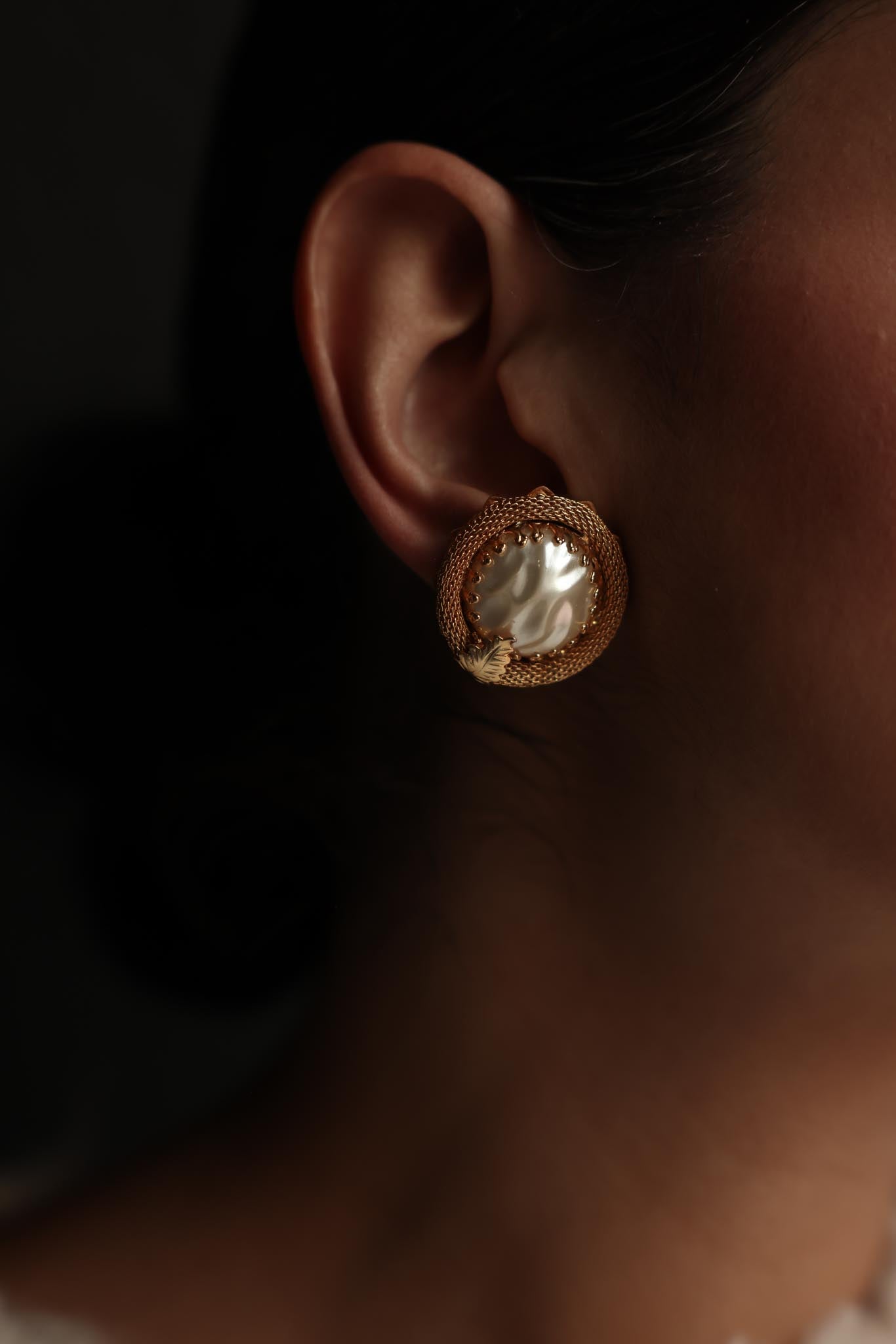 Gold-Tone Faux Pearl Clip-On Earrings