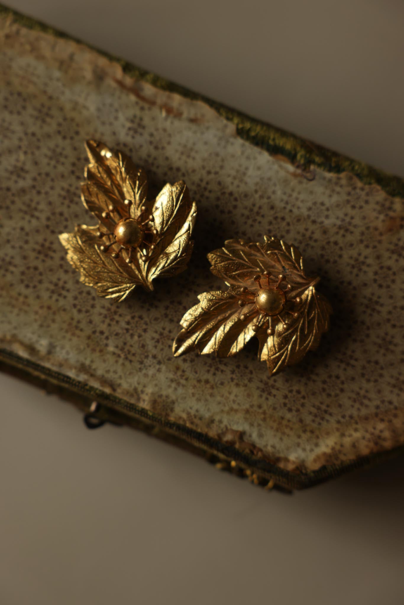 Gold-Tone Leaf Cluster Shoe Clips