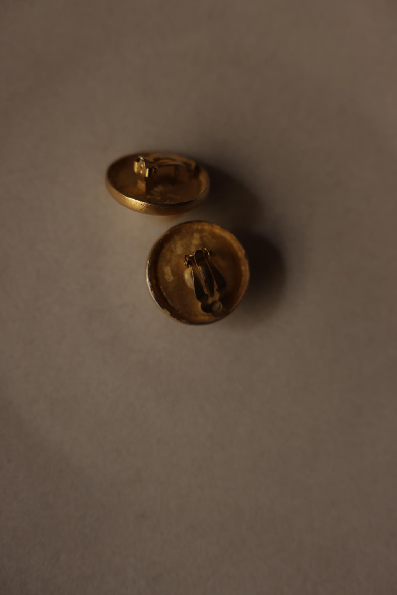 Chunky Round Matte Gold Faux Pearl Clip-On Earrings