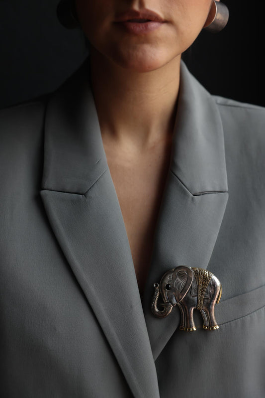 Two-Tone Elephant Brooch|Vintage Baazaar 