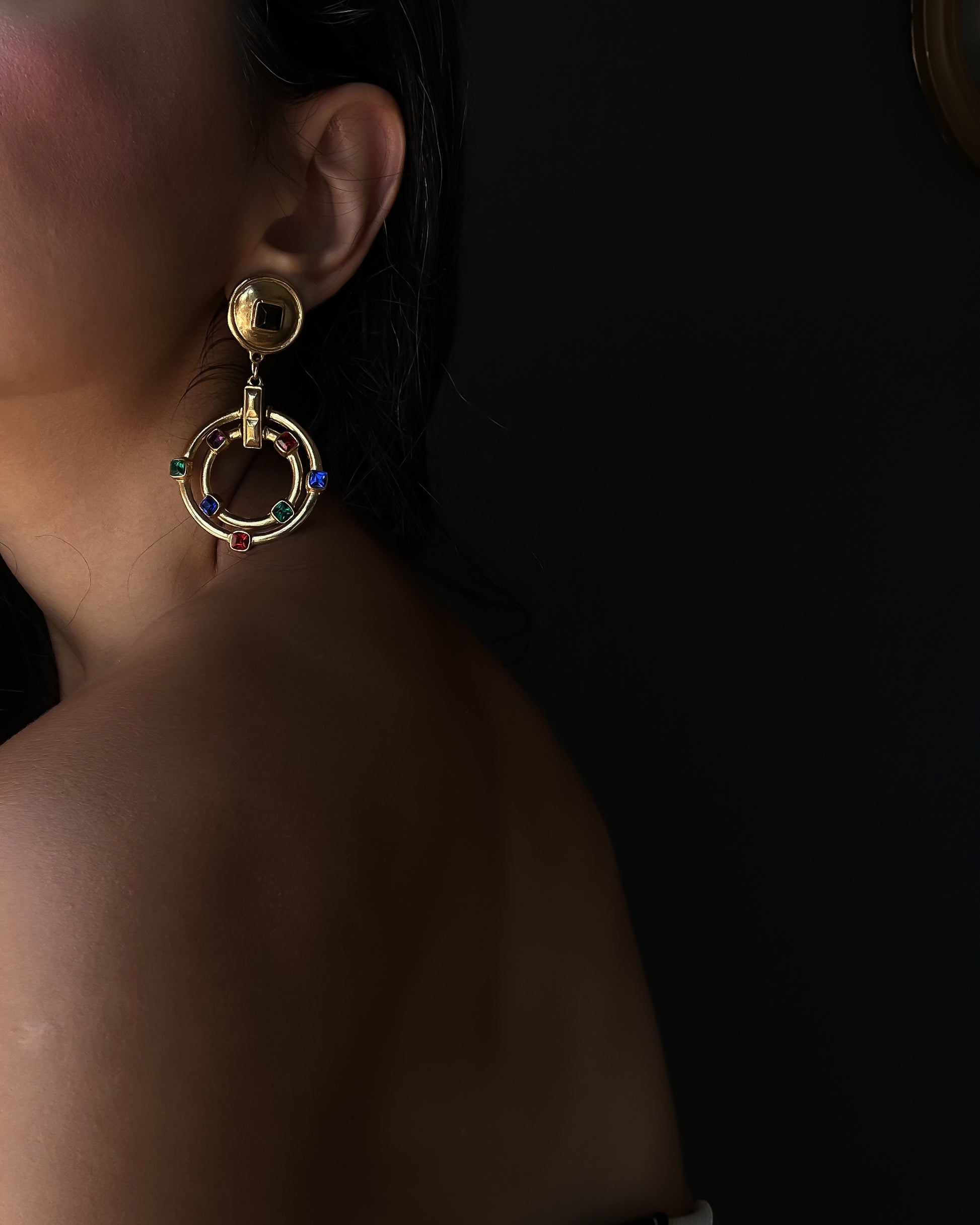 Gemstone Halo Earrings|Vintage Baazaar 
