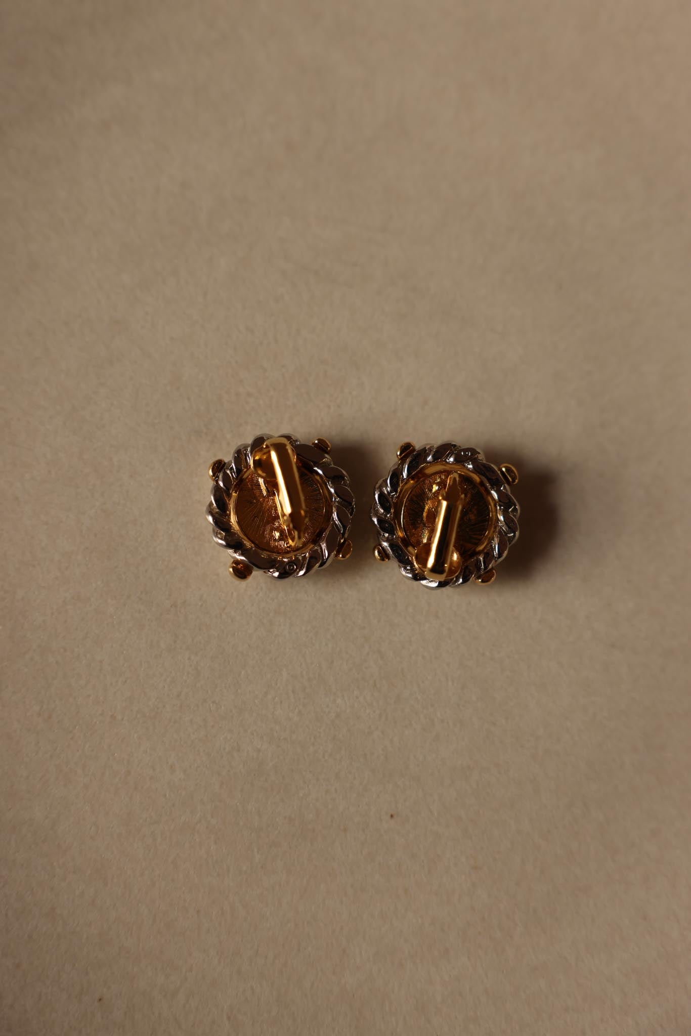 Two-Tone Navy Blue Clip-On Earrings|Vintage Baazaar 