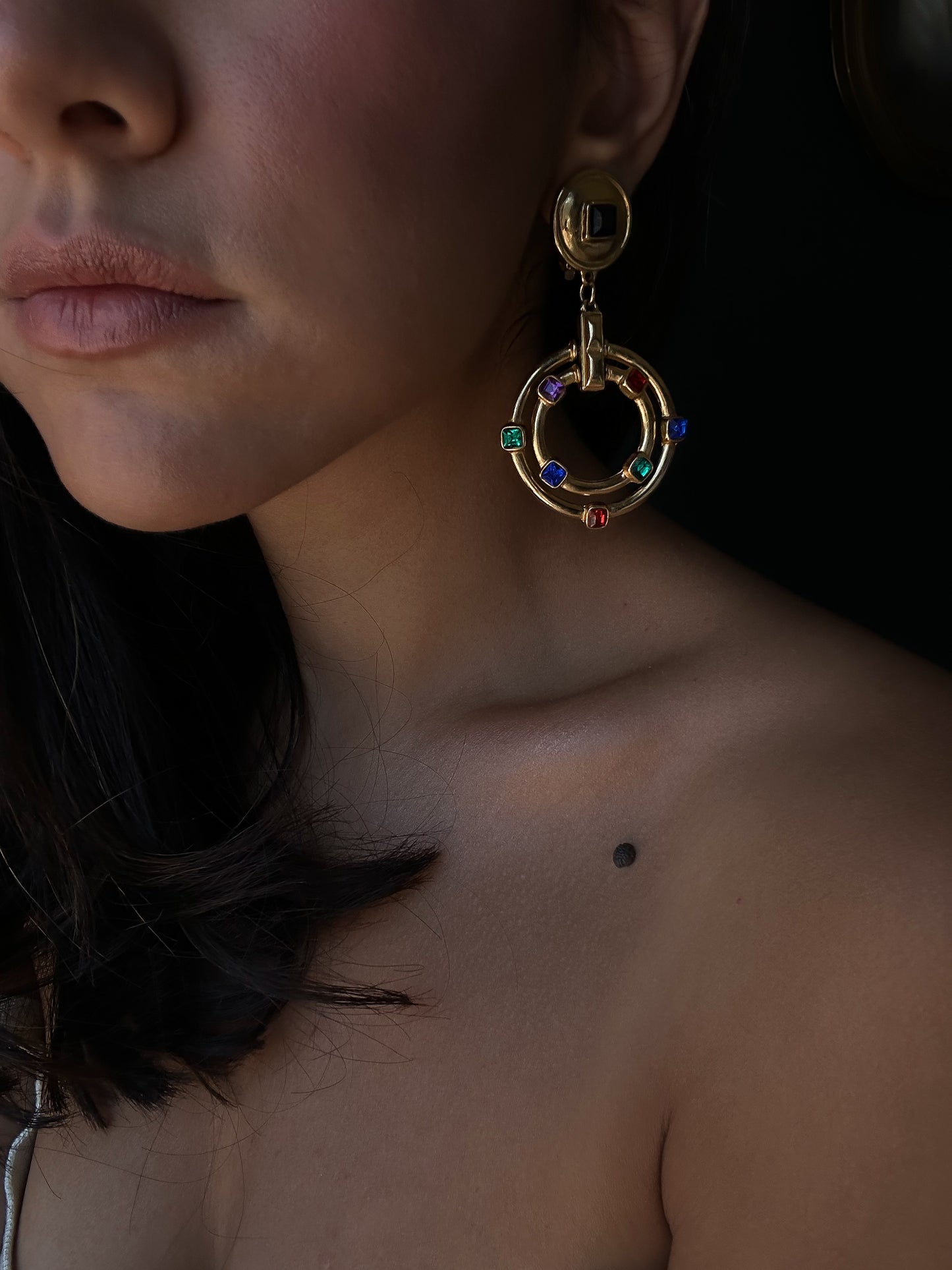 Gemstone Halo Earrings|Vintage Baazaar 