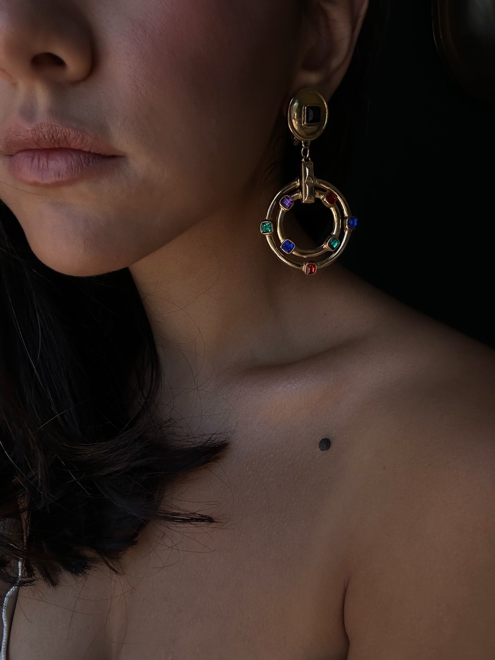 Gemstone Halo Earrings|Vintage Baazaar 