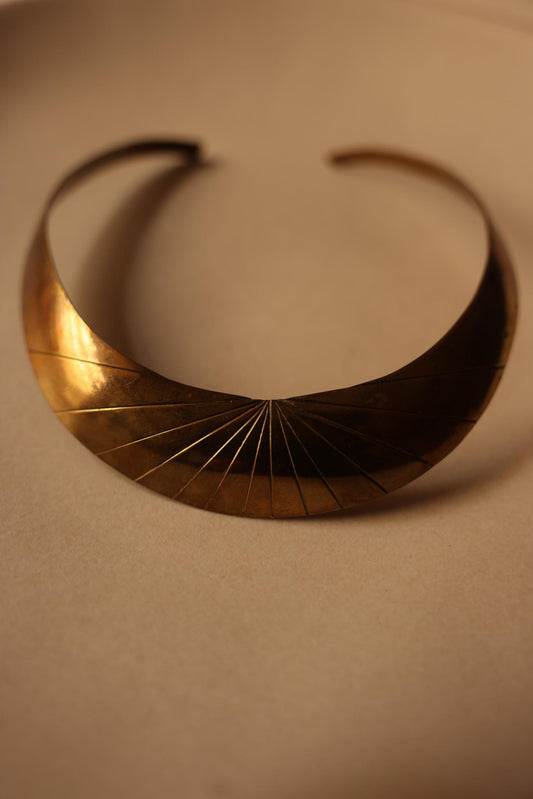 Brass Sunburst Collar Necklace|Vintage Baazaar 