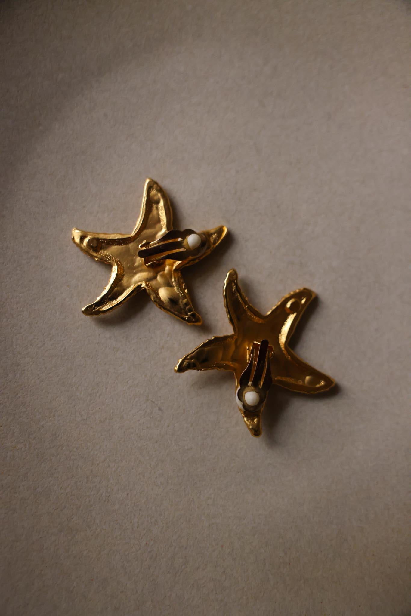 Gold-Tone Starfish Clip-On Earrings|Vintage Baazaar 