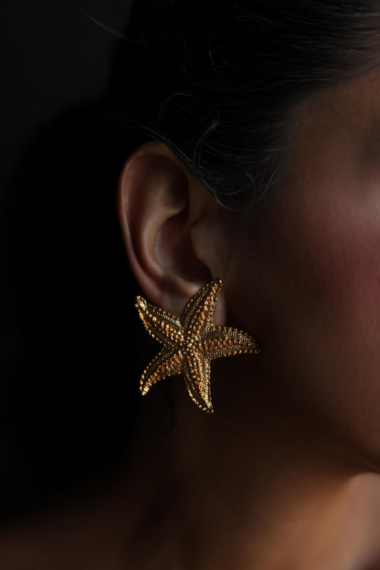 Gold-Tone Starfish Clip-On Earrings|Vintage Baazaar 