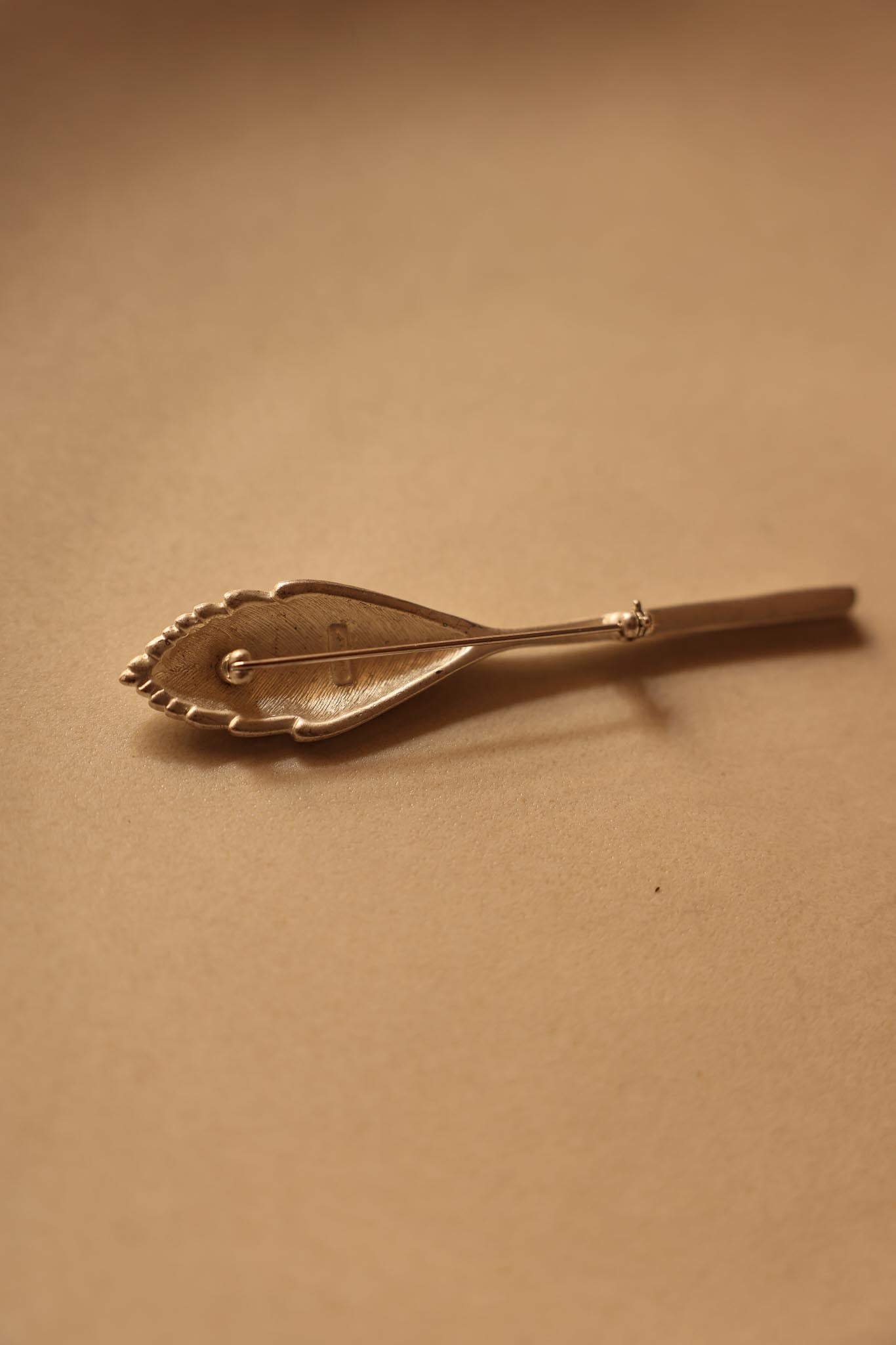 Monet Matte Silver Feather Brooch|Vintage Baazaar 