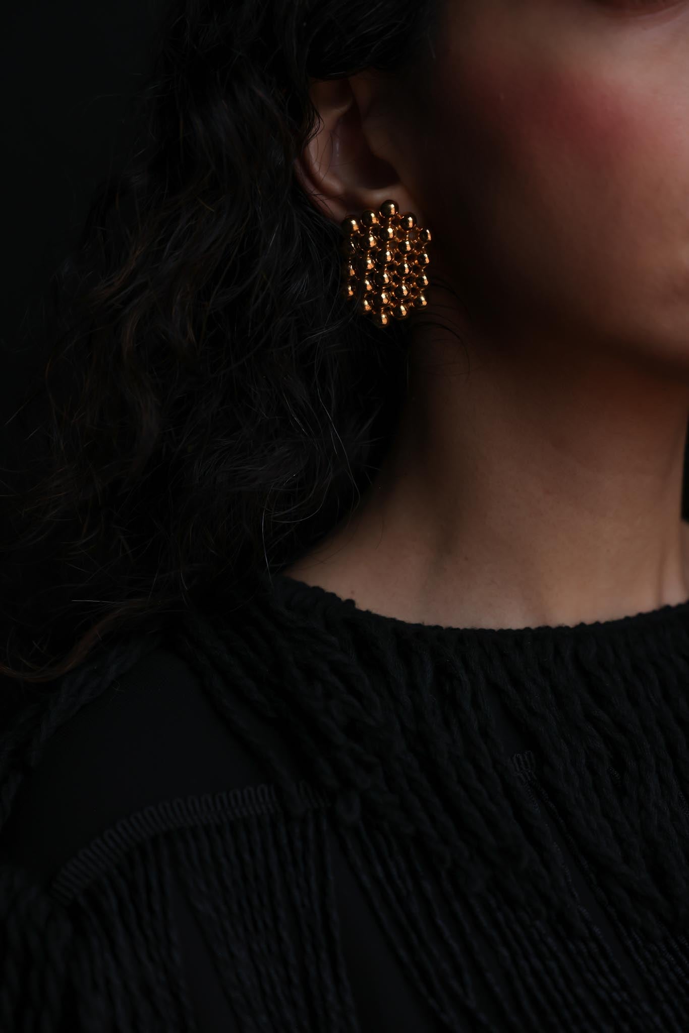 Golden Cluster Statement Earrings|Vintage Baazaar 