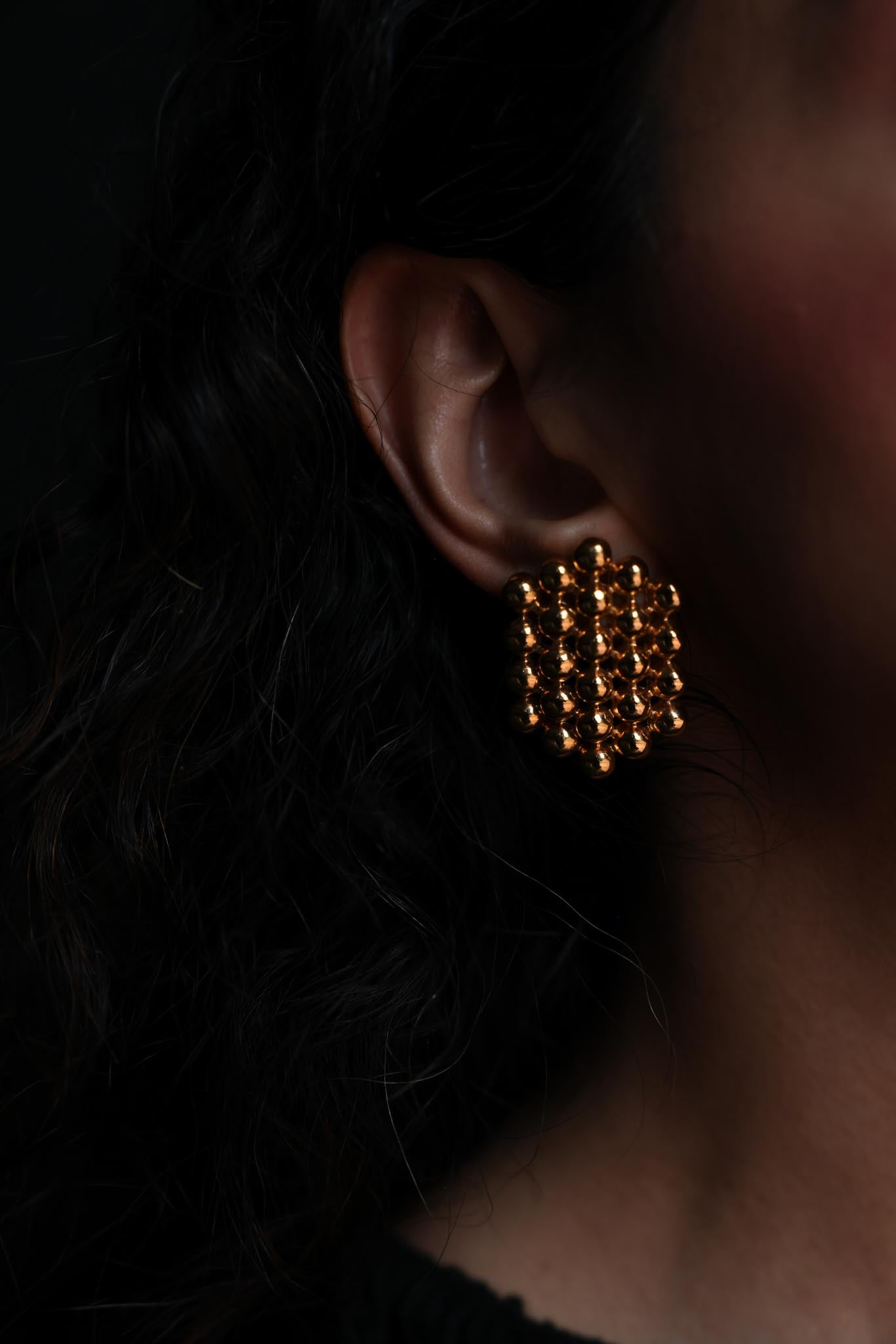 Golden Cluster Statement Earrings|Vintage Baazaar 