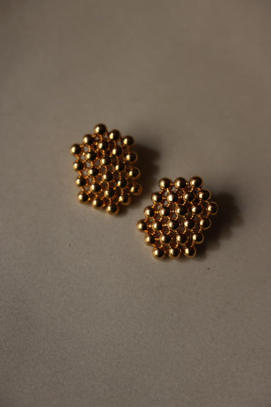 Golden Cluster Statement Earrings|Vintage Baazaar 