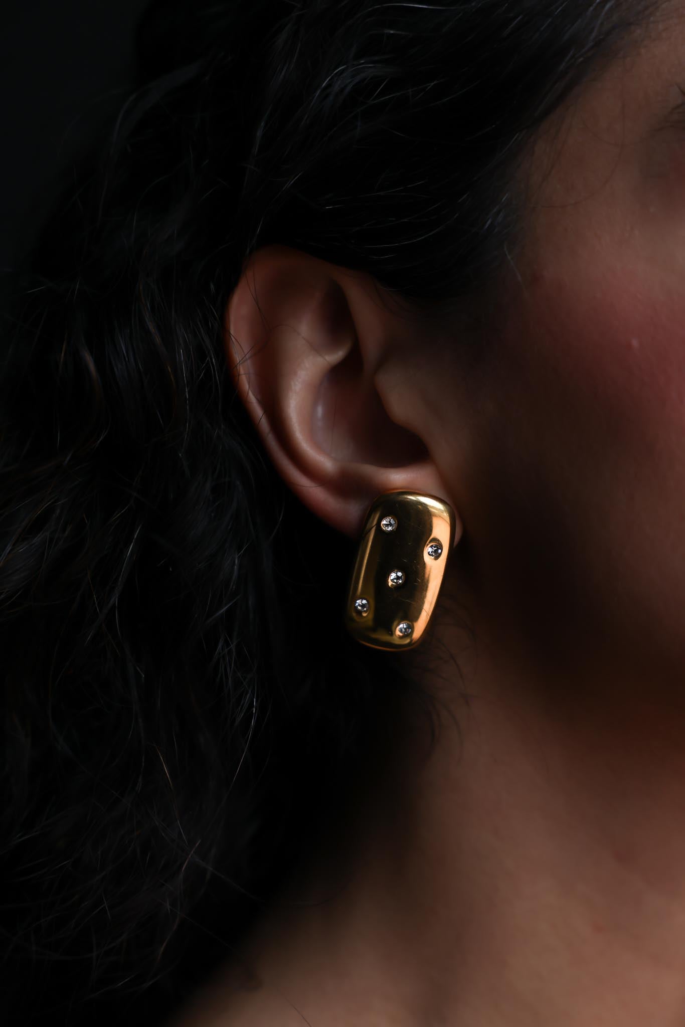 Liz Claiborne Gold-Toned Rectangle Earrings|Vintage Baazaar 